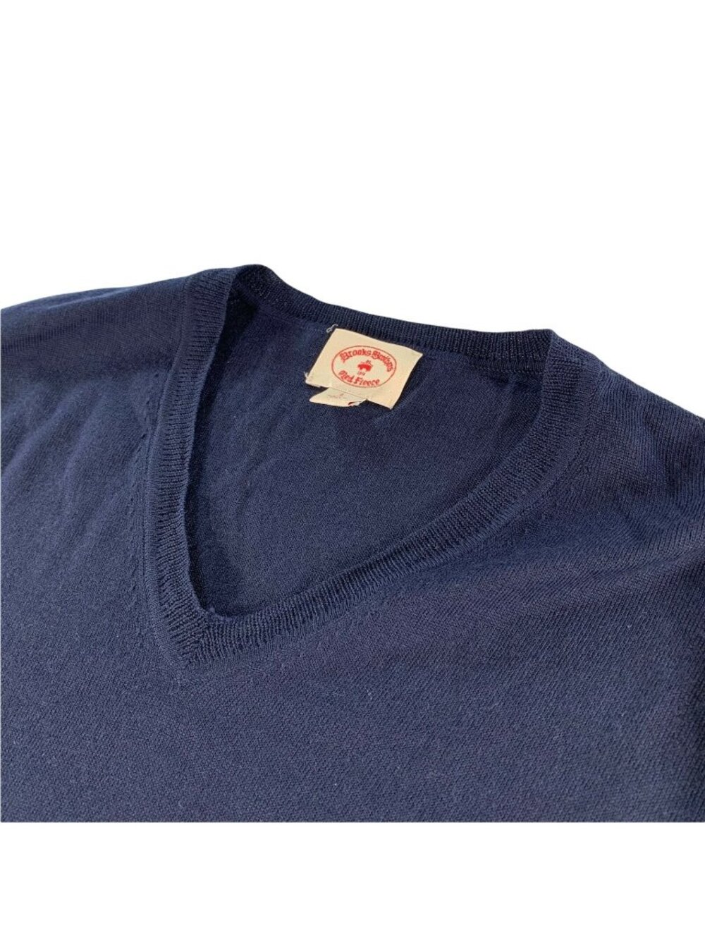 Brooks Brothers Red Fleece Men's 100% Wool V-Neck Pullover Sweater Blue • Large